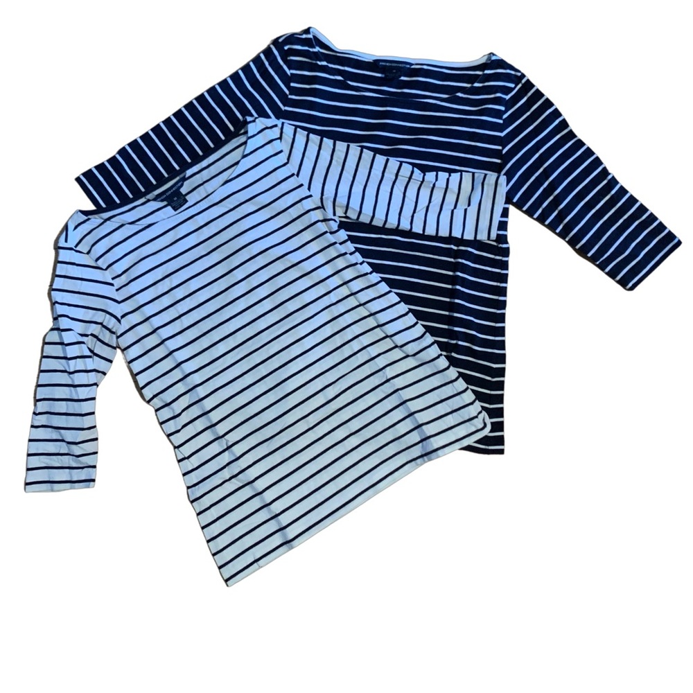 Size M French Connection 3/4 sleeve striped shirts